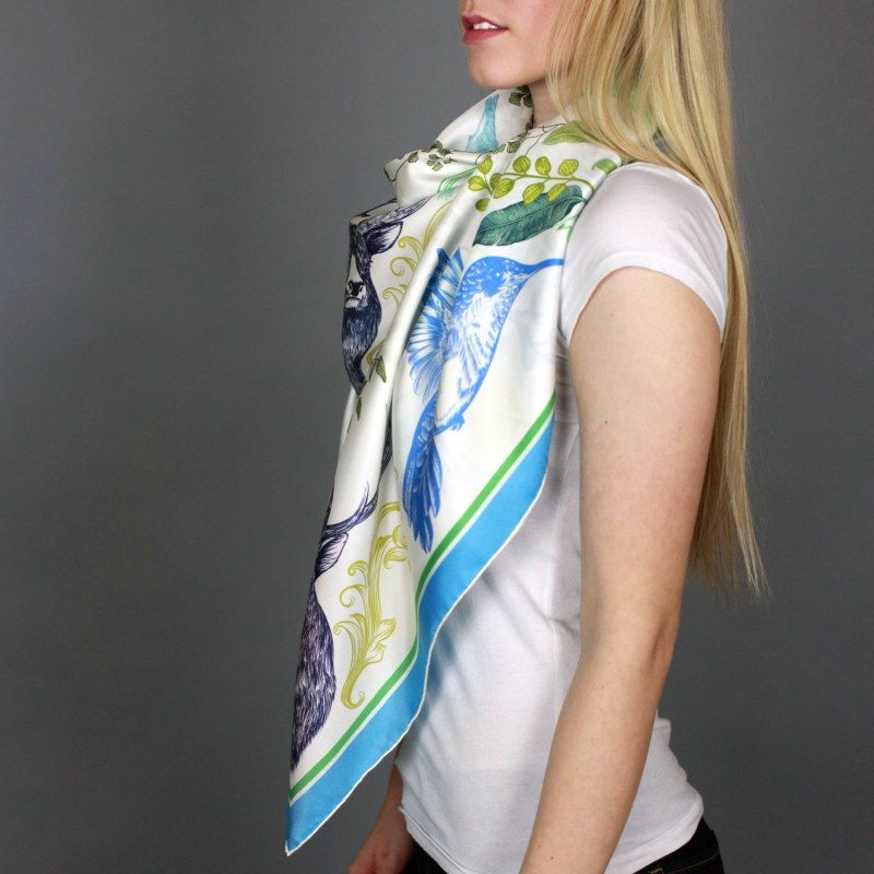 Thumbnail of Silk Scarf With Reindeer In Forest image