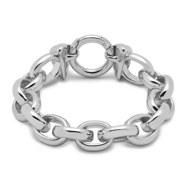 Medina Chunky Chain Ring-Clasp Bracelet In Silver | Northskull | Wolf ...