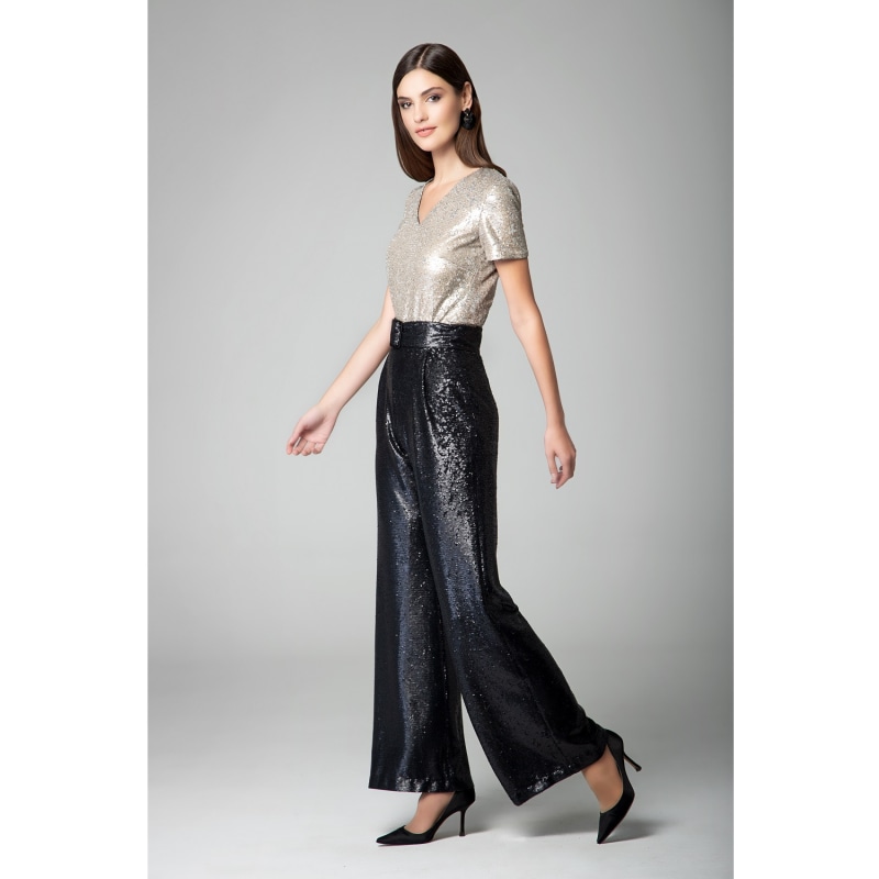 LOOK 830 SEQUIN JUMPSUIT WITH BELT