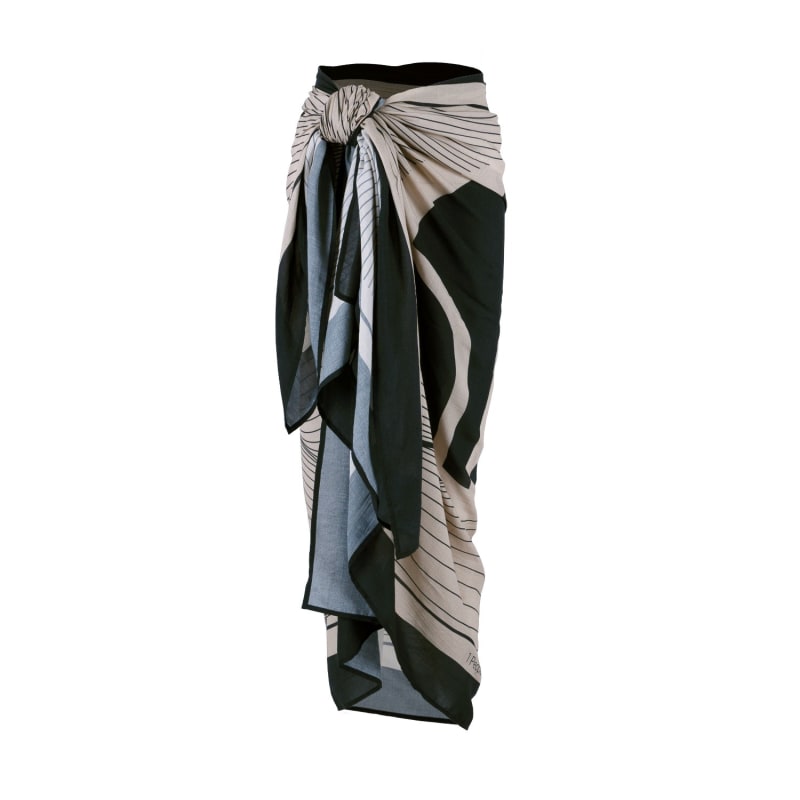 Thumbnail of Biarritz Tencel Modal Beach Sarong In Mix Sand & Oyster Black image