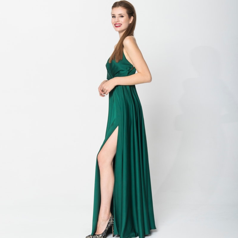 Thumbnail of Satin Long Dress Emerald image