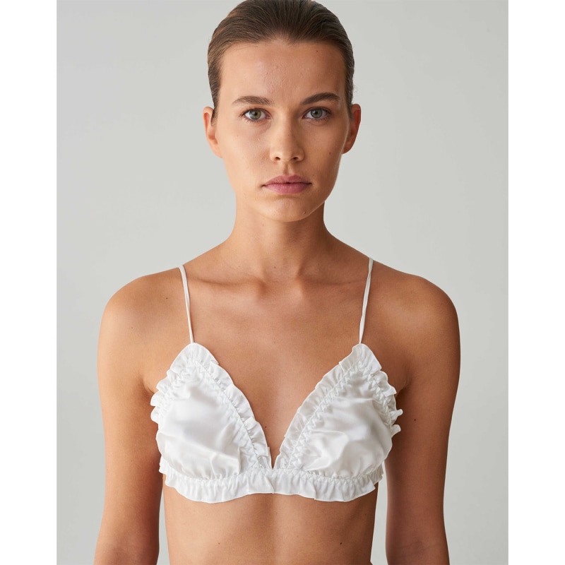 White ruffle bralette clearance