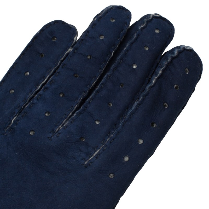 Thumbnail of Sella Nevea - Women's Shearling Gloves In Navy Blue Sheepskin Leather image