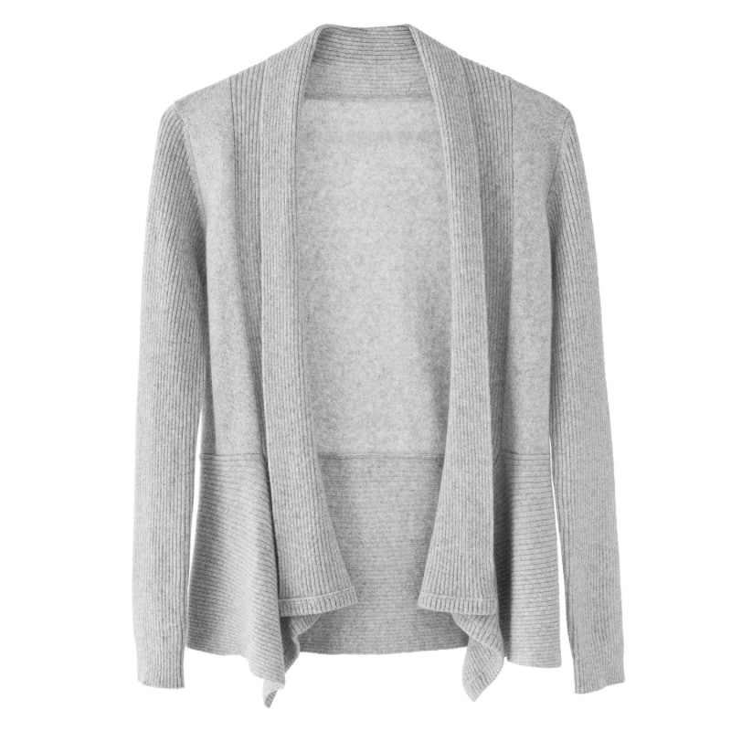 Cashmere Grey Peplum Cardigan Voya Wolf Badger