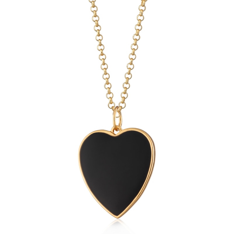 Thumbnail of Gold Black Heart Necklace With Slider Clasp image