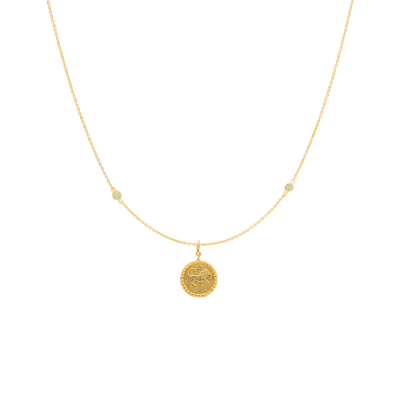 Thumbnail of Zodiac Horoscope Sign Leo Medal Necklace Gold image