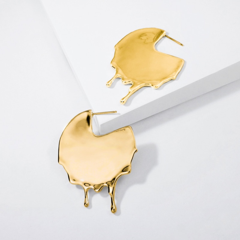 Thumbnail of Dripping Disk Gold Vermeil Earrings image