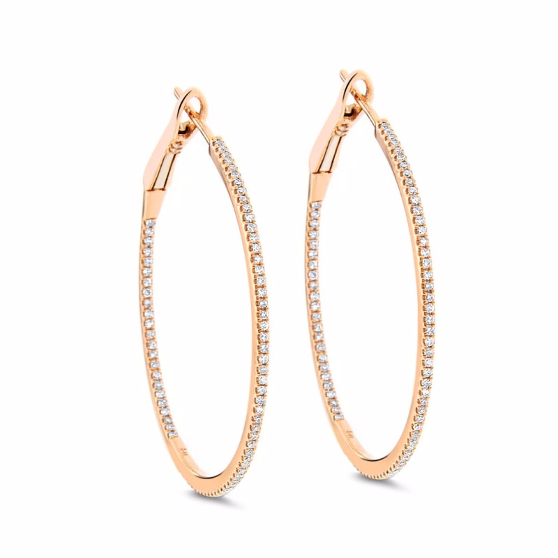 Thumbnail of In/out Medium Diamond Hoops 18K Rose Gold image