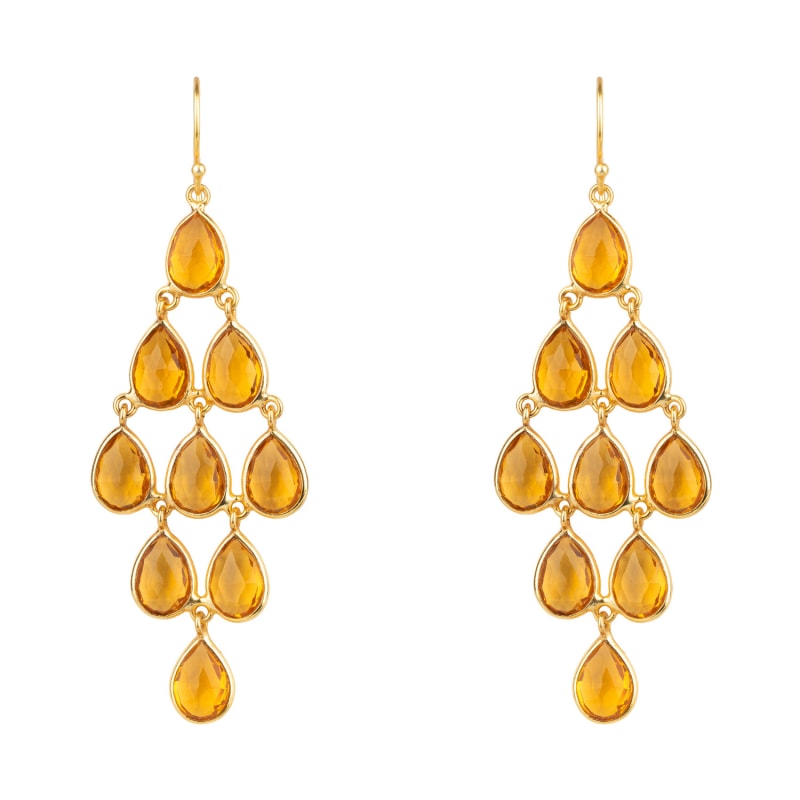 Thumbnail of Erviola Gemstone Cascade Earrings Gold Citrine Hydro image
