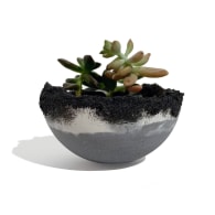 Ornamental Concrete Plant Pot Grey With Drain Hole image