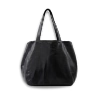 Black Leather Studded Tote Bag JUAN JO Wolf Badger