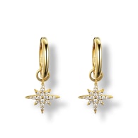 Bohemian Star Huggie Earrings In Gold image