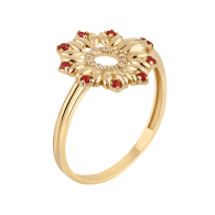 Runda 10K Gold Flower Cycle Diamond Ring image