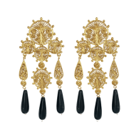 Pandora Golden Earrings Cha Cha Cha With Onyx image