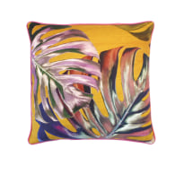 Yellow Monstera Leaf Linen Cushion image