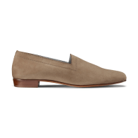 No.17 Mushroom Nubuck Flat Loafers with Square Toe image