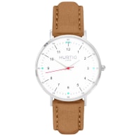 Moderno Vegan Suede Watch Silver, White & Camel image