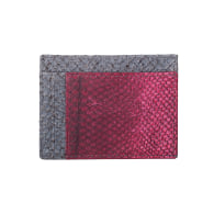 Rio - Fish Leather - Card Wallet - Slate & Bordeaux image