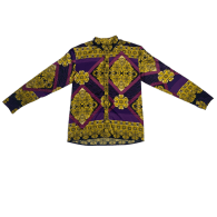 Silk purple baroque print lounge shirt image