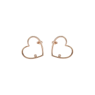 Heart With Diamond Earring - Rose Gold image