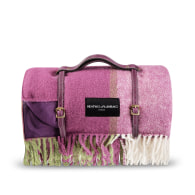 Pure New Wool Waterproof Picnic Blanket Pink Checks image