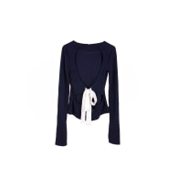 Organic Cotton Navy Backless Jumper With White Bow image