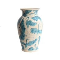 X Large Herons H& Painted Vase - Teal Blue, Green image