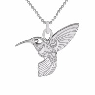 Medium Silver Humming Bird Pendant Necklace image