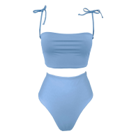 Full Bust Loco Acapulco Reversible Bikini Set - Blue & White image