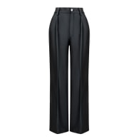 Wide Leg Cactus Vegan Leather Pants In Black image