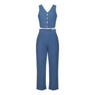 Esme Enchanting Crop Top & Tailored Pant In Blue Chambray image