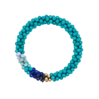 Beaded Gemstone Bracelet - Turquoise & Blue Ombre & Gold image