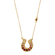 Horseshoe Necklace With Pink Tourmaline & Diamond Ombre image