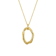 9Ct Gold Organic Oval Pendant Necklace image