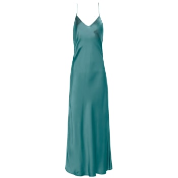 V Silk Slip Dress Mid Length Twilight Navy Blue by Anaphe
