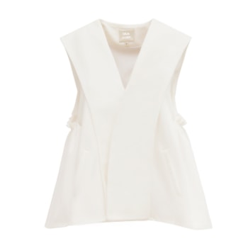 Sleeveless vest in white viscose for women