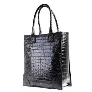 Duke Shopper Tote in Black Smooth Italian Leather