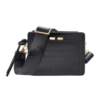 Convertible Executive Leather Bag in Crocodile Print Camel