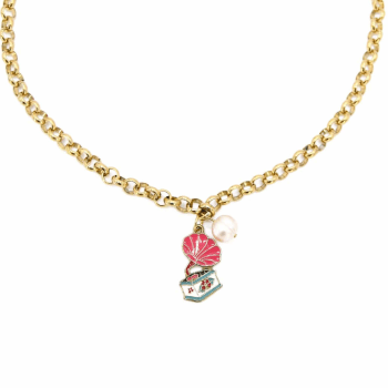Pink Gems Classic Bullion Charm Necklace Water Resistance Premium