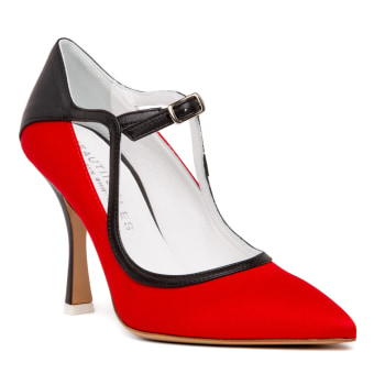 Designer red hot sale pumps