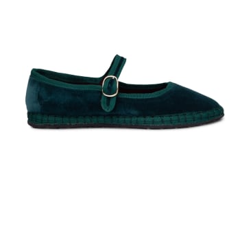 Green velvet flats hot sale