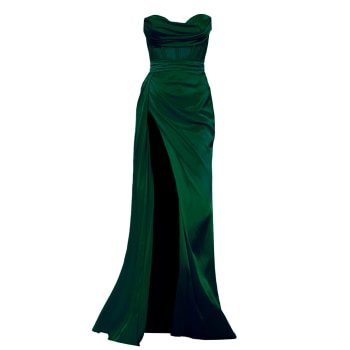 Emerald Bustier Dress With Front Draped Detail, I.H.F Atelier