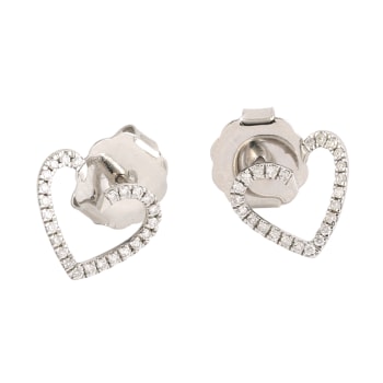 Natural Diamond Stud White Solid Gold Earrings - Screw Back
