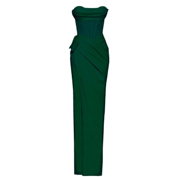 Emerald Bustier Dress With Front Draped Detail, I.H.F Atelier