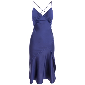 Tiffie - Blue Asymmetrical Hemline Mini Satin Dress – Sophiel