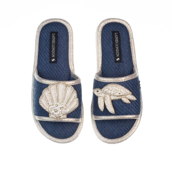 Navy blue designer sandals on sale