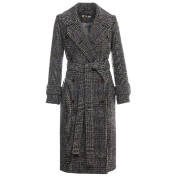 Grace White Double Breasted Wool Blend Midi Coat