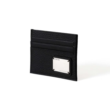 Black Leather Wallet- Anchor Metal Plate Design