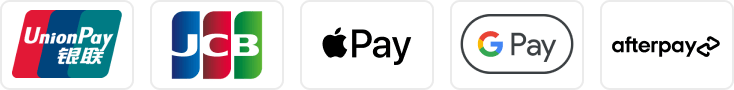 Paypal, UnionPay, JCB, Apple Pay, Afterpay