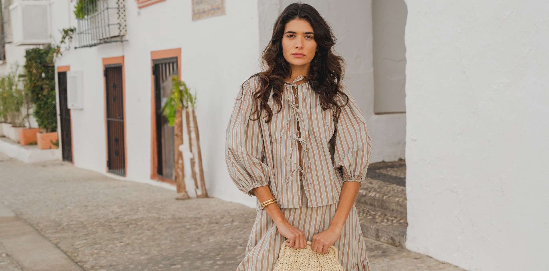 Asymmetric Striped Shirt Dress With Button Detail In Blue Stripes | PAISIE  | Wolf & Badger